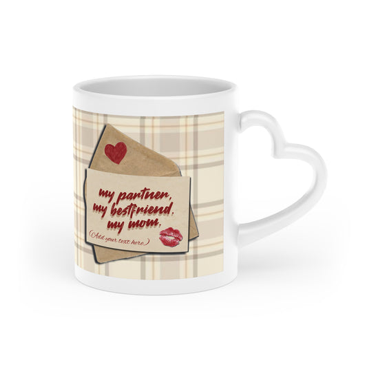 Personalized mug with "My Partner, My Best Friend, My Mom" message, perfect for Mother’s Day gift, Custom Design.